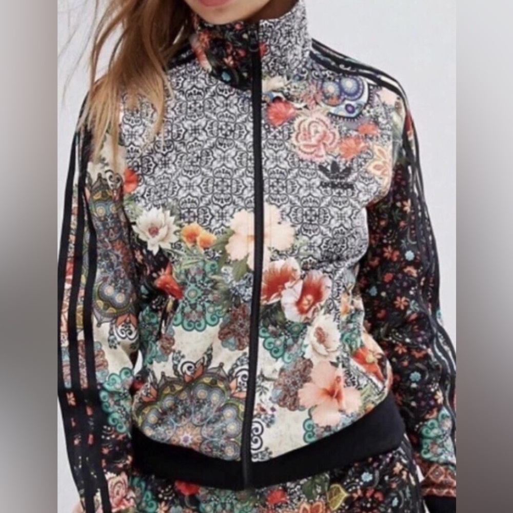 ADIDAS Sz S Floral Track Oversized Jacket Jardim Agharta
